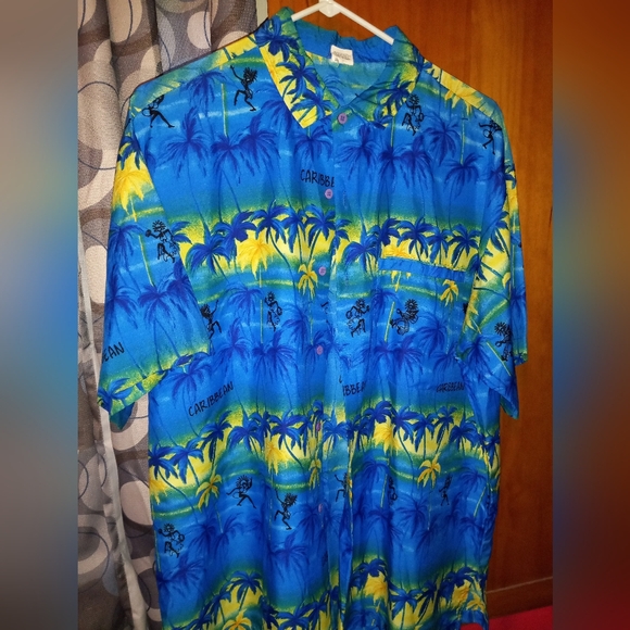 RIMA Silk Designer Silk Caribbean shirt blue tropic graphic - Picture 9 of 12